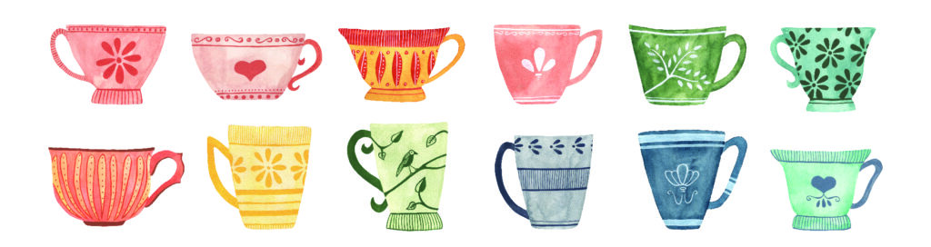 Watercolour teacup illustration
